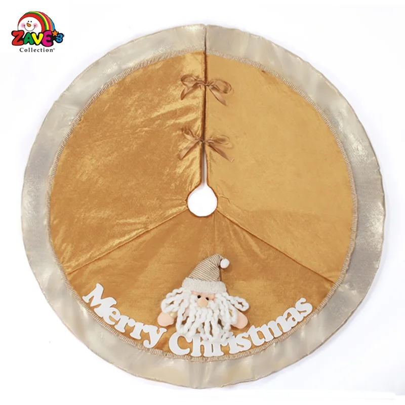 Glittering Gold Tree Skirt 42-in with Santa Plush Decor for Home Tree decoring stylish holiday pick