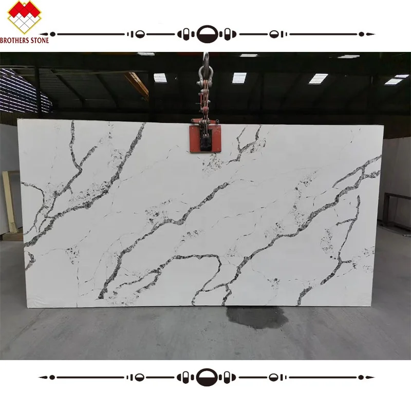 Customized Translucent Calucatta Series Artificial Onyx Stone Decorated Alabaster Calacatta Gold Quartz Stone Slab TV wall panel