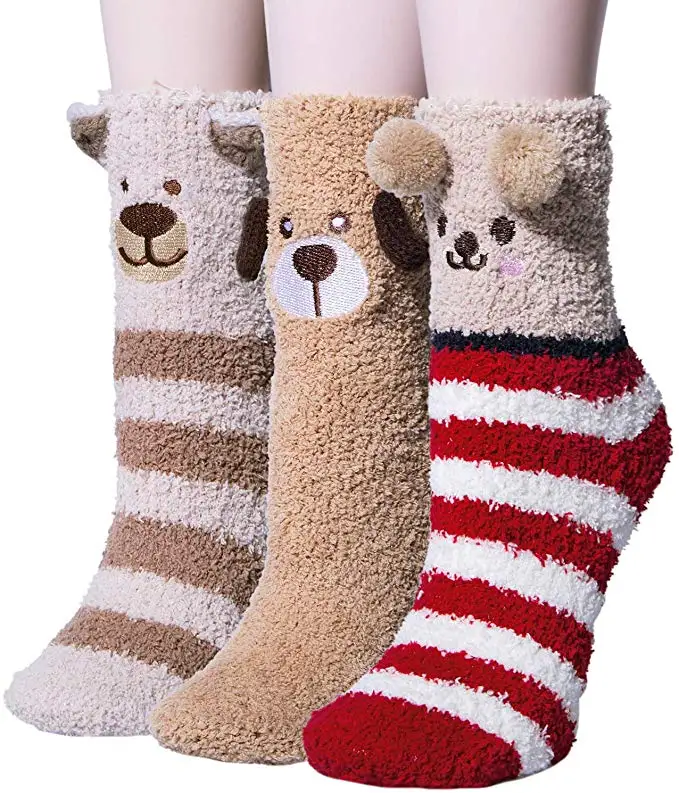 wholesale polyester fleece holiday women microfiber fuzzy fluffy socks