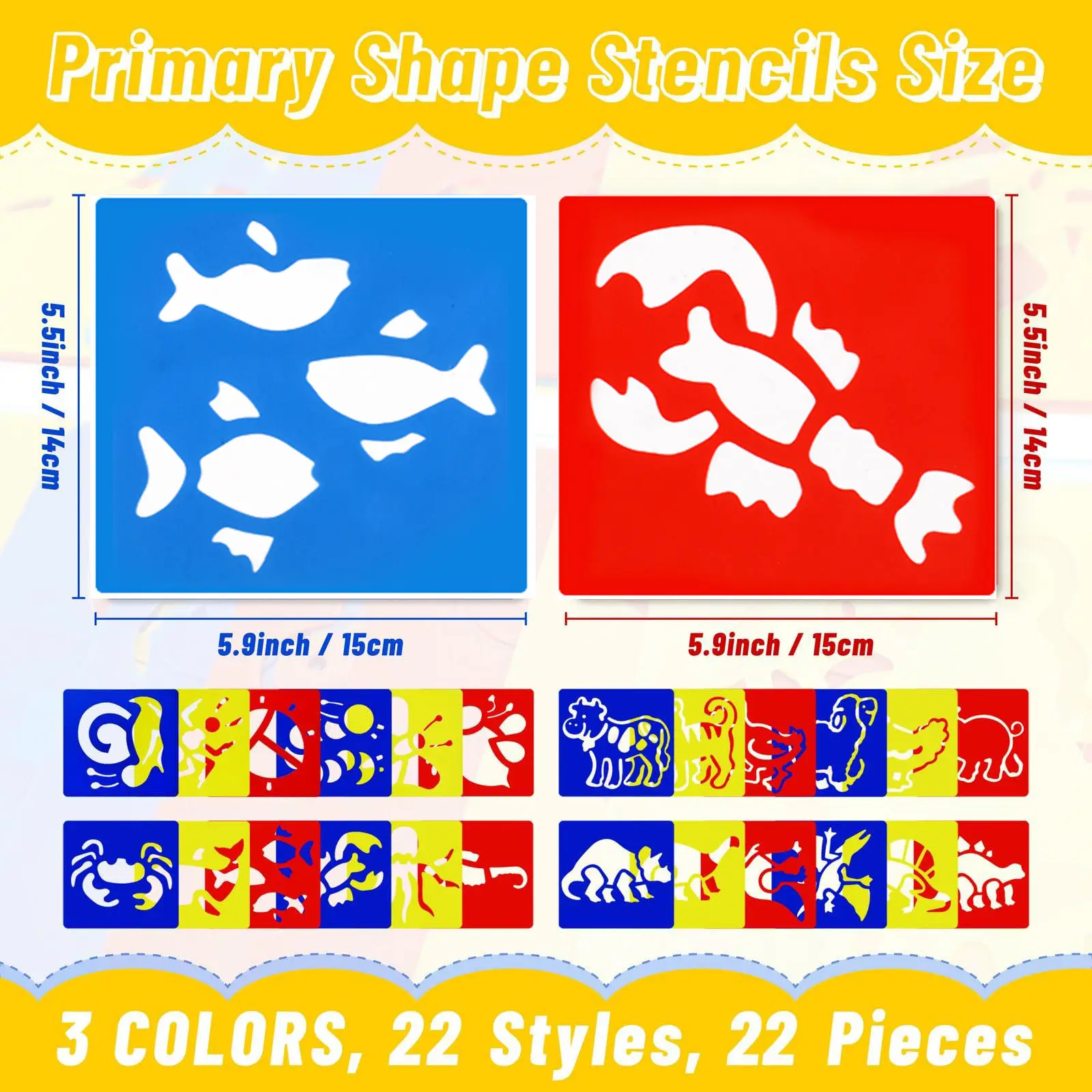 Panwenbo Eco Friendly 22pcs Custom Shape Template Reusable Plastic PP Craft Art Drawing Stencils Set For Kids