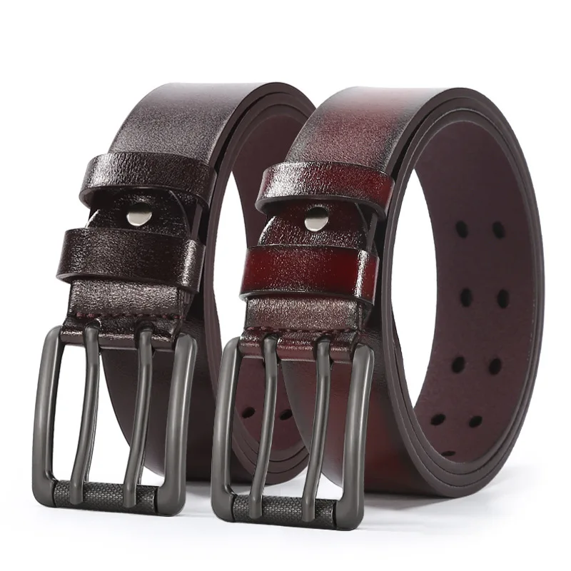 mens belt cinturones hombre Vintage style pin buckle casual waist High quality tpu genuine leather belts for men