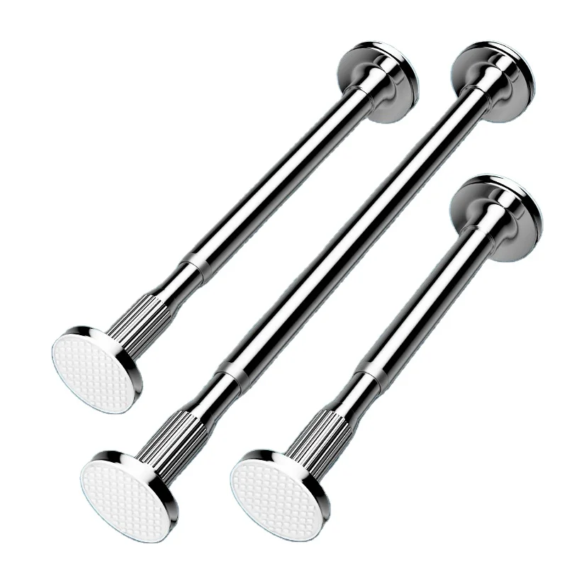 ARODDY Short Black Steel Iron Pipe Retractable Perforation-Free Assembled Adjustable Shower Curtain Rod