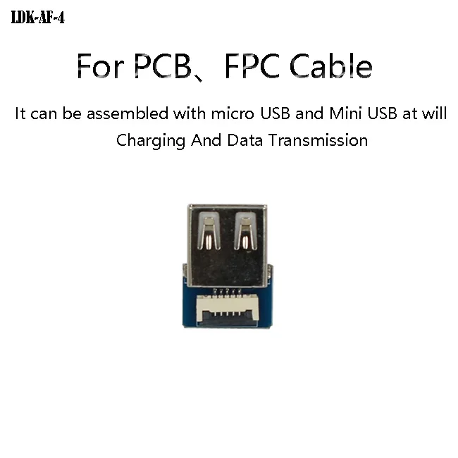 SMT USB AF Type Connector 2.0 customizable Usb Female Socket for 5Pin Fpc Cable