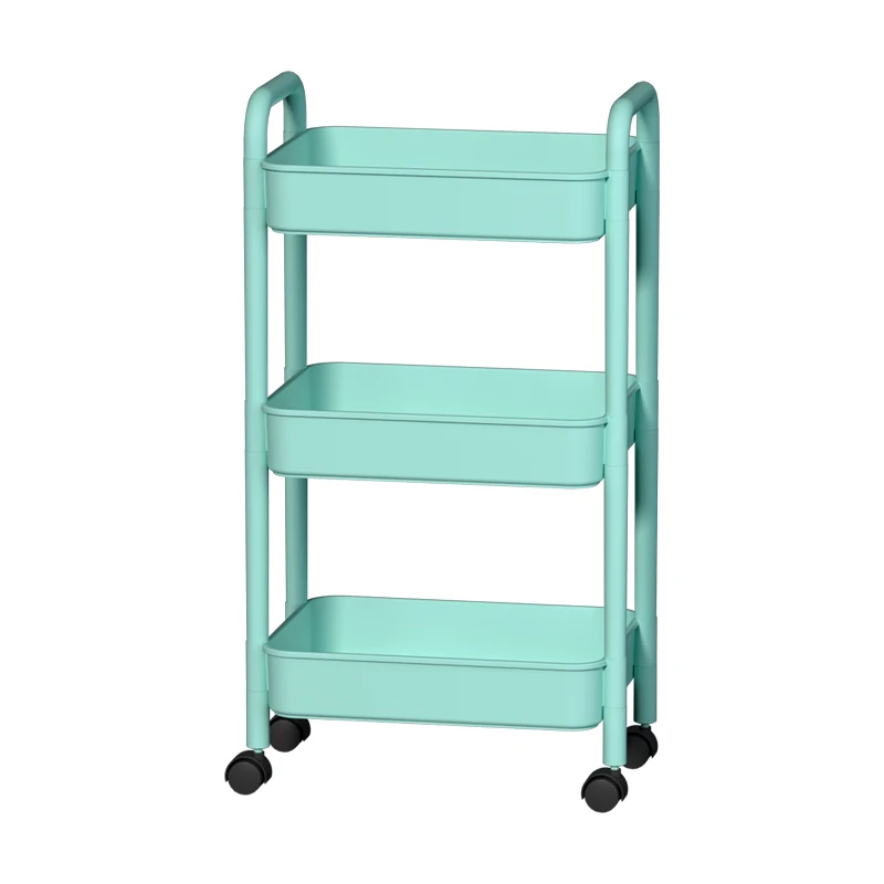 Portable 3 Tiers Household Bathroom Cleaning Product Storage Rack Holder Shelving Units Kitchen Plastic Hand Trolley Cart