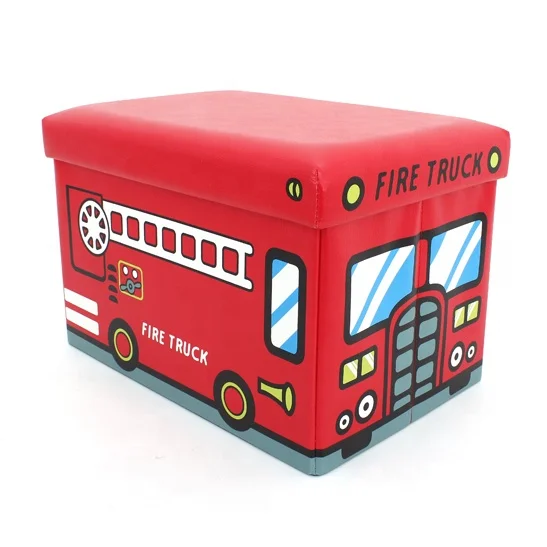 RTS modern living room furniture  pvc leather red fire truck design  folding storage stool for children