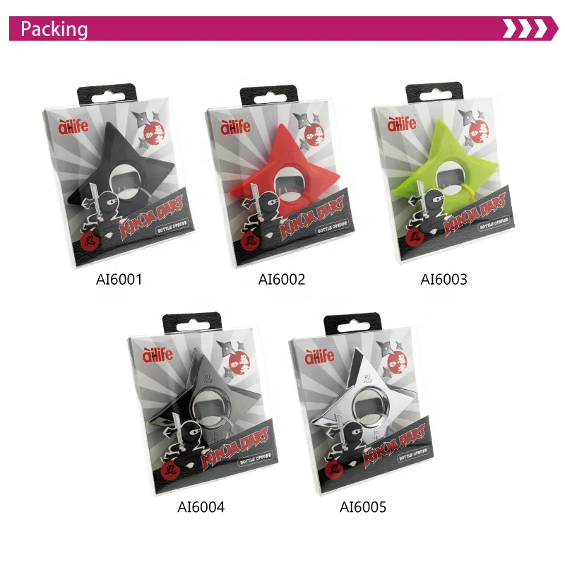 Factory Price Low MOQ Plastic Sliver Ninja Dart  Bottle Opener Magnet