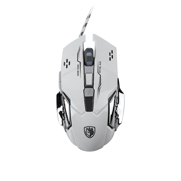 
6 Buttons, RGB Backlit, 4 DPI Adjustable Levels, Comfortable Grip Ergonomic SADES C12 White Optical Wired Gaming Mouse 