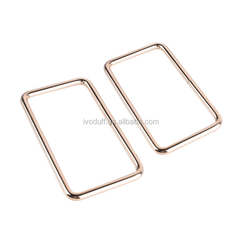 Ivoduff 100*50mm Light Gold Color Metal Rectangle Bag Handle Ring For Handbags
