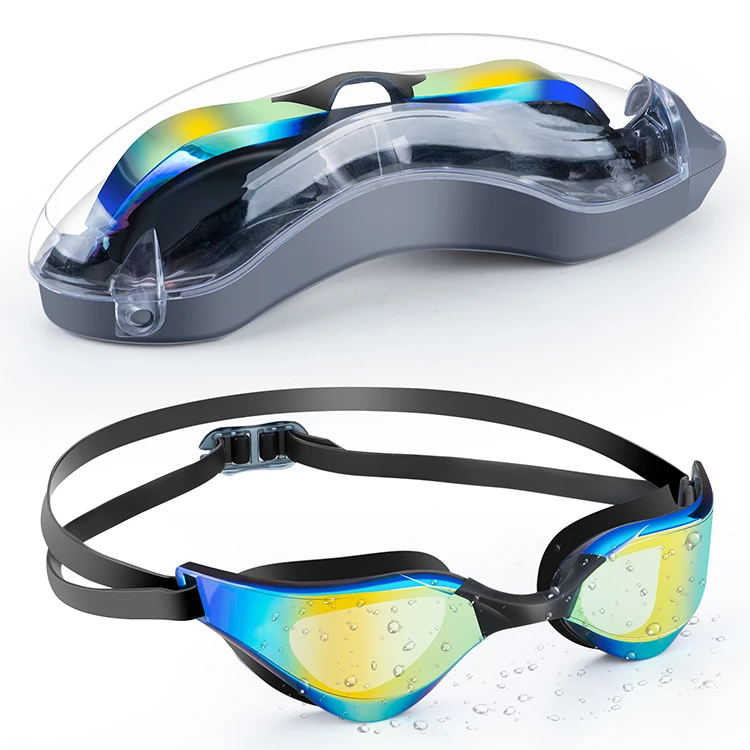Hot Sale Adult Racing Swimming Goggles Electroplated Display Anti-Fog Customized Unisex Swimming glasses