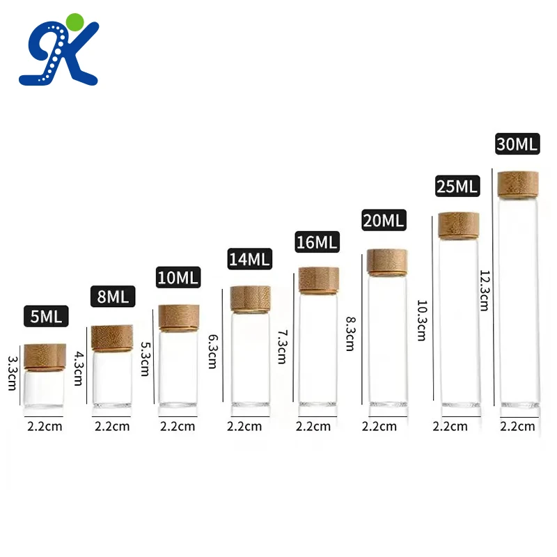 Оптовая продажа 20 мл 30 50 100 стеклянный флакон для упаковки кофе прозрачный Янтарный пробоотборник с винтовой бамбуковой крышкой