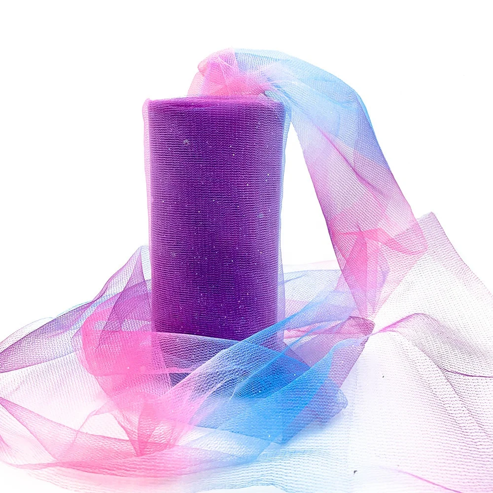 10Yards Rainbow Glitter Tulle Roll for Table Runner Chair Bows Tutu Skirt Wedding Party Gift Ribbon Birthday Doll Decoration DIY