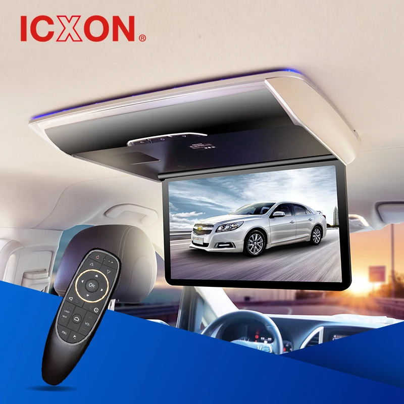14 inch Super Thin Flip down car Roof Mount Color LCD monitor with USB +FM+TV + AV