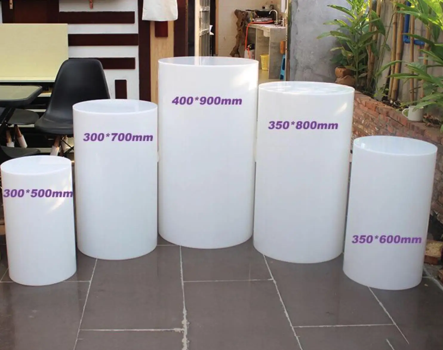 Acrylic Cylinder Pedestals Stand for events square Display Platform White Acrylic Party Round Plinths