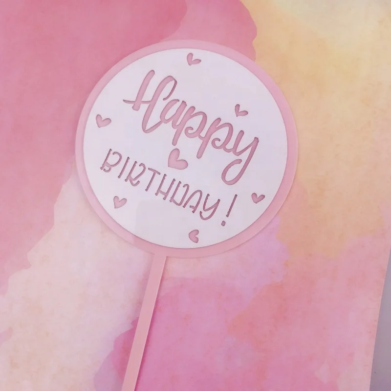 Candy color double layer DIY acrylic cake topper birthday cake topper