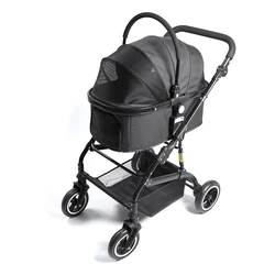 Easy One-Hand Fold Luxury Pet Dog Stroller 4 Wheels Pet Stroller Travel Folding Carrier