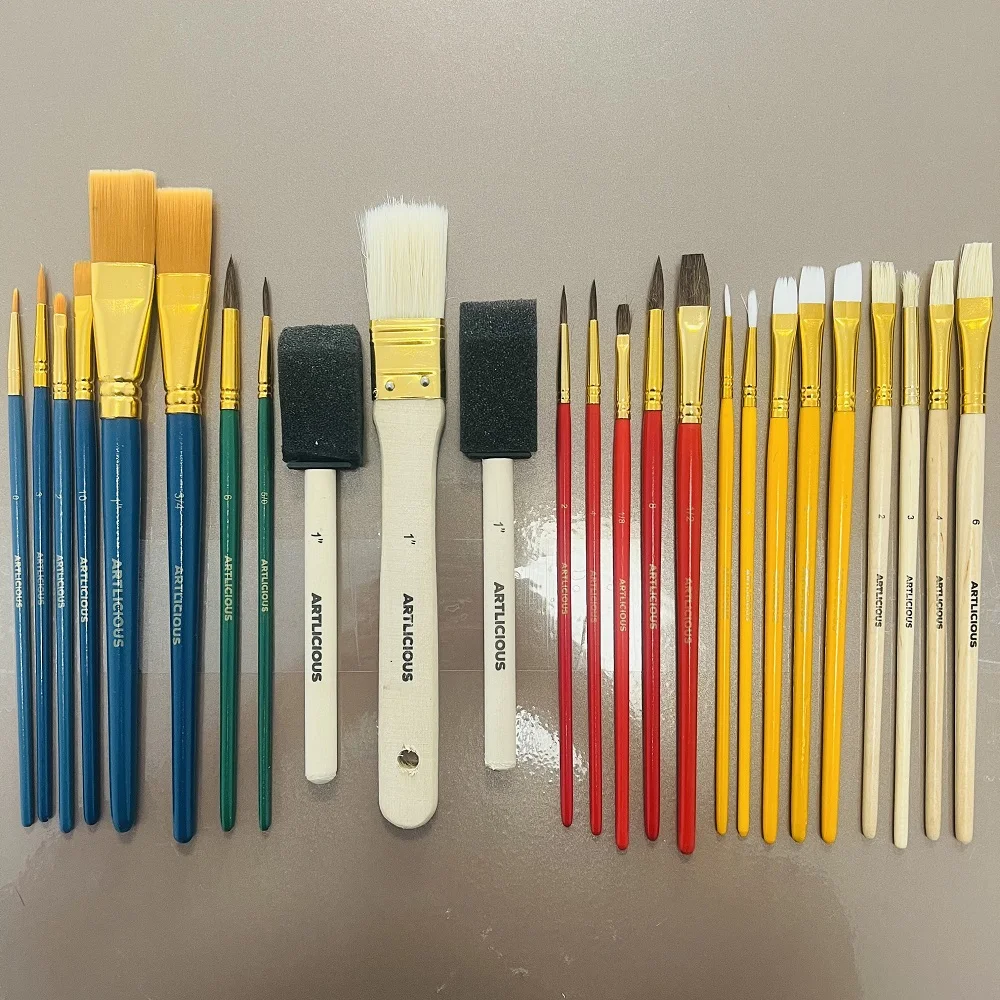 25 sets of oil painting brushes  Custom colors and sizes  The package can be customized as shown in the figure