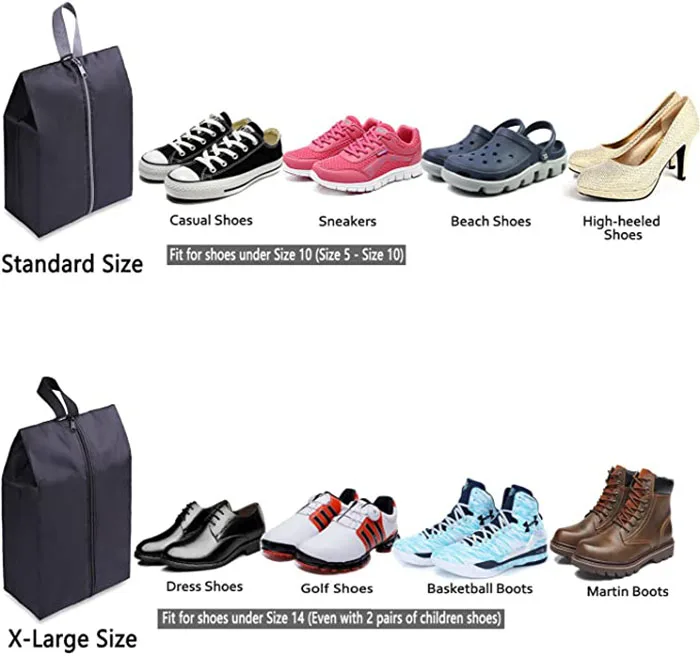 
Travel Shoe Bags Waterproof Nylon with Zipper for Men & Women 
