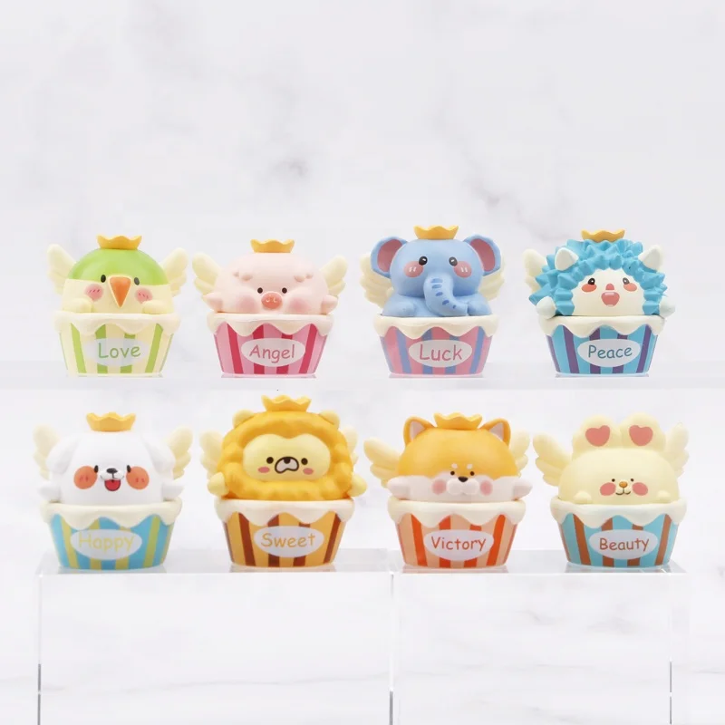 New design Chinese blind box 8 styles cartoon Cake cups animal blind box figure