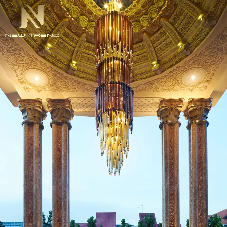 Professional Custom Indoor Hotel Lobby Decoration Ceiling Lighting Luxury Large Project Crystal Chandelier