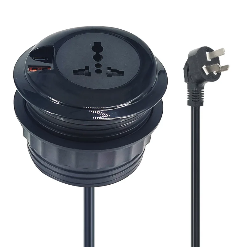 Spongde Concealed Universal Power Socket PD20W Fast Charge Universal Socket Embedded Office Hotel Furniture Round Table