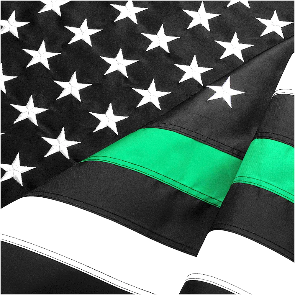 Thin Green Line USA Embroidered Flag 3x5 Feet