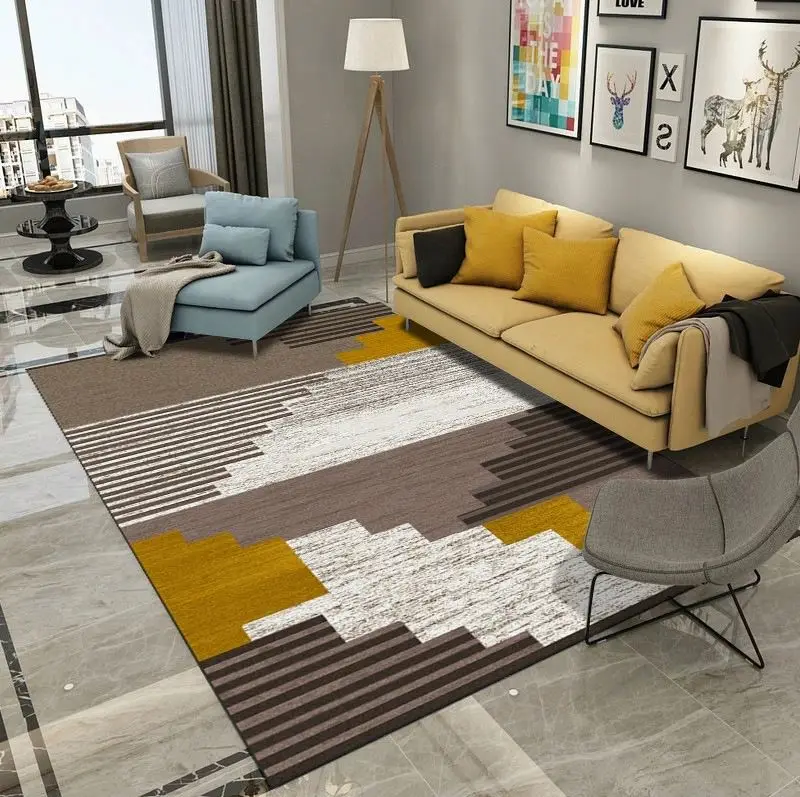 
tianjin Factory Non-slip/absorb water Polyester abstract style heat transfer printed carpet tapis de salon 