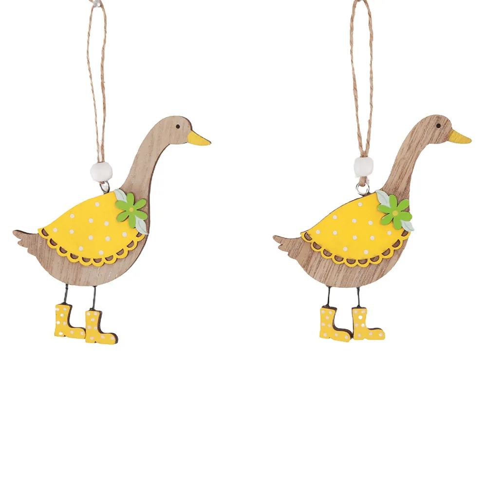 2025 Custom Wooden Green Easter Egg Pendants Yellow Easter Duck Shape Pendant Decoration Spring Gift