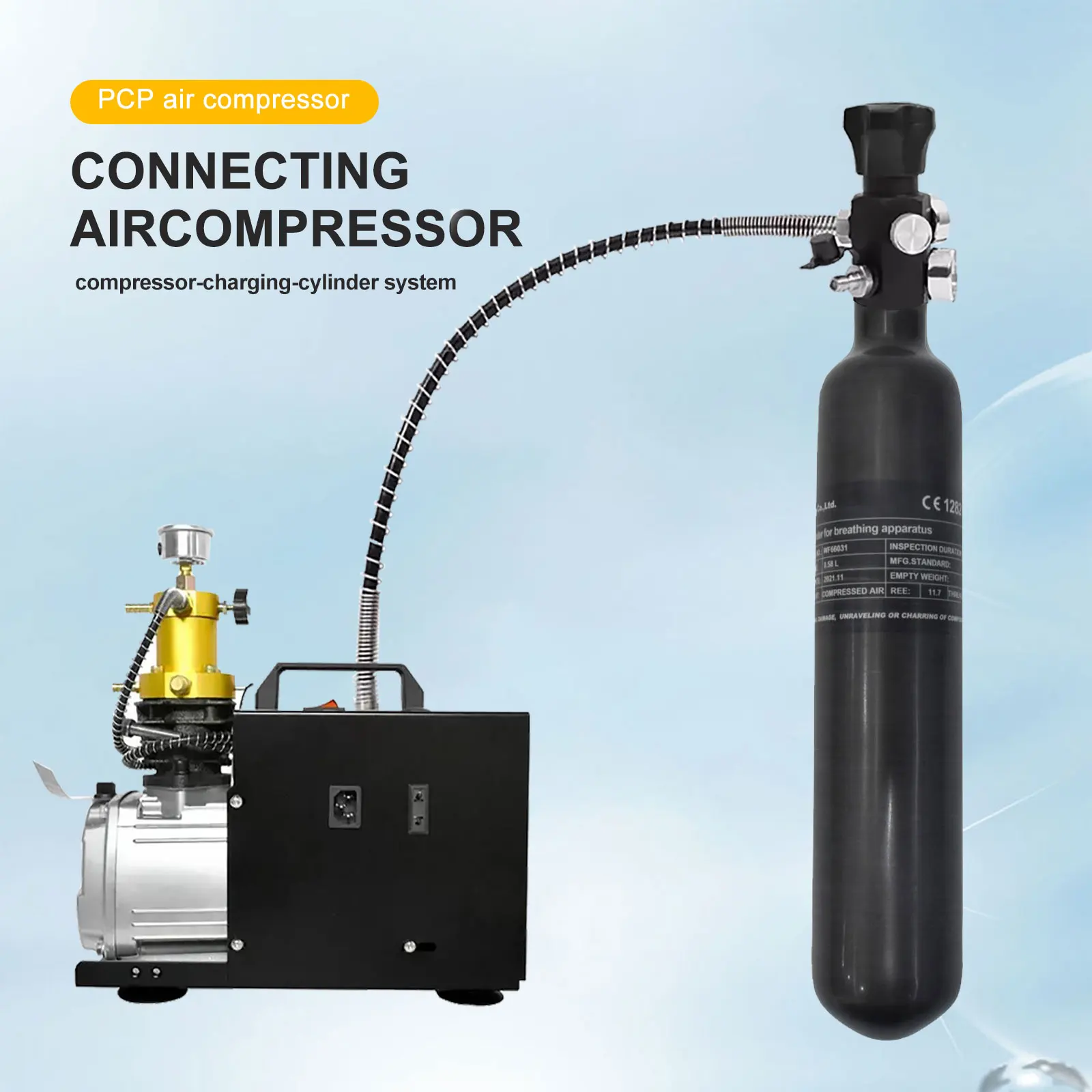 GP Custom-Made Wholesale 0.58L 580CC Hpa 30mpa 300bar 4500psi Outdoor Activities PCP Carbon Fiber Air Tank For Paintball Game