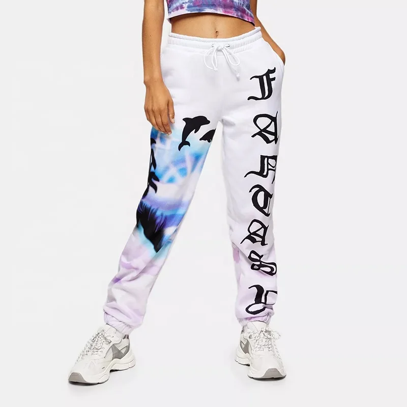 Fantasy Print Joggers By Jaded London unique points oversized fit jogger legging women white sweat tie dye pants