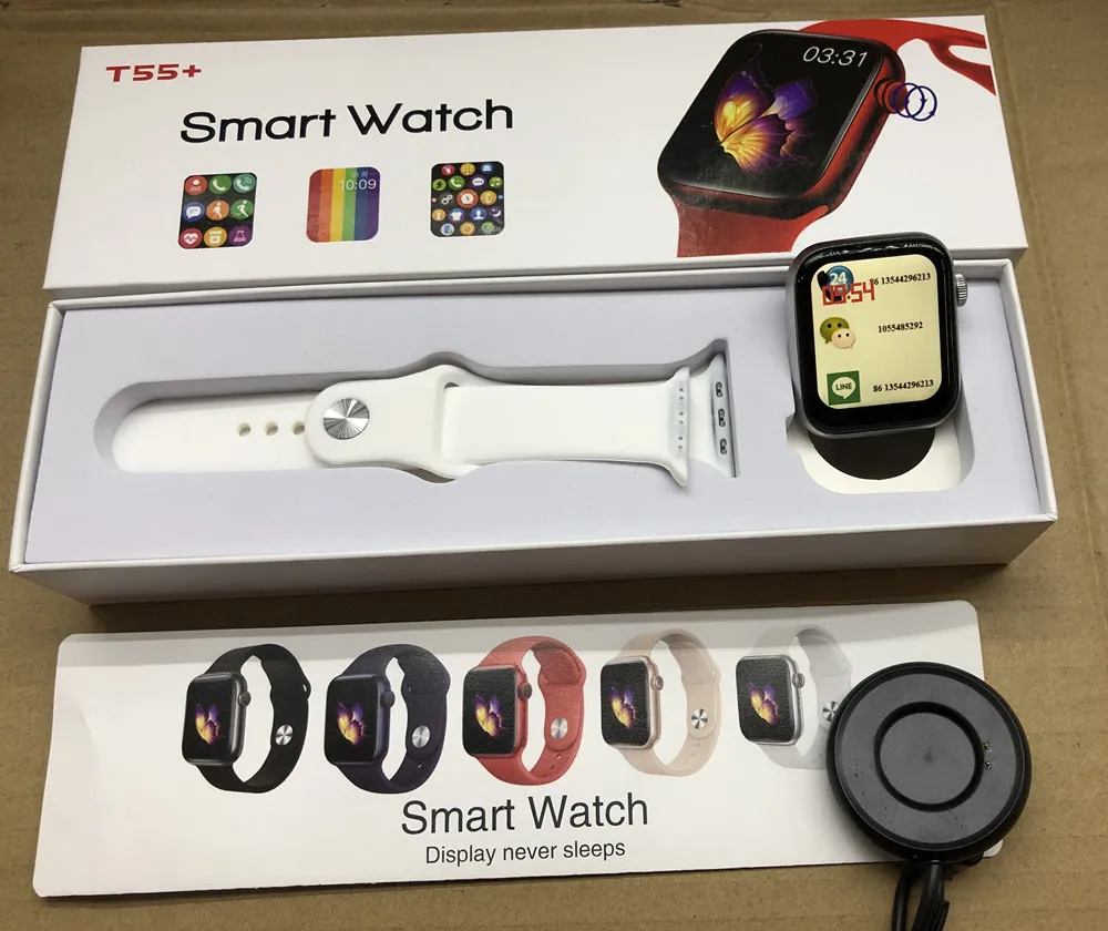 
 Dropshipping T55 Smart Watch With Dual Removable Straps Reloj Serie 6 T 55 Smart Watch T55 Smartwatch  