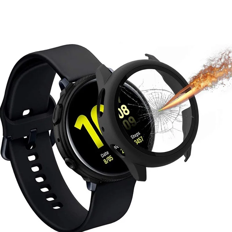1pc Luxury Matte Hard PC Case For Samsung Galaxy Watch Active 2 44mm 40mm Tempered Glass Full Screen Watch Protective Cover