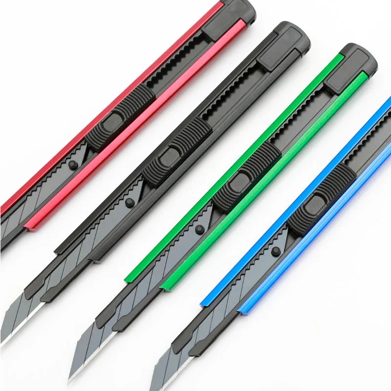 BTE Unique Design top quality Handy Knife Box Cutter 90mm Black Blade Various colors Safety Handy Retractable Utility  Knife