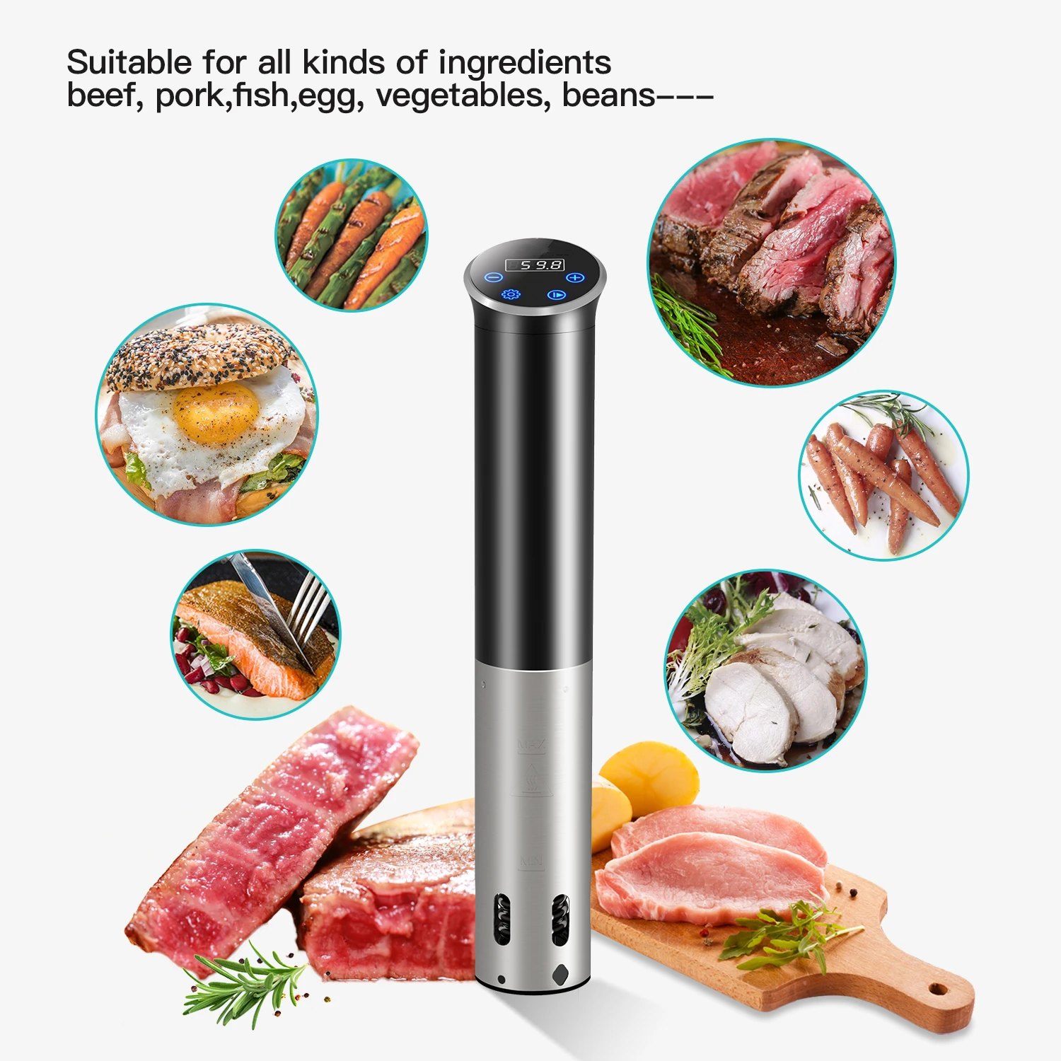 Sous Vide машина IPX7 водонепроницаемый Sous-Vide плита с погружным циркулятором заданными рецептами в приложении и тепловым погружением