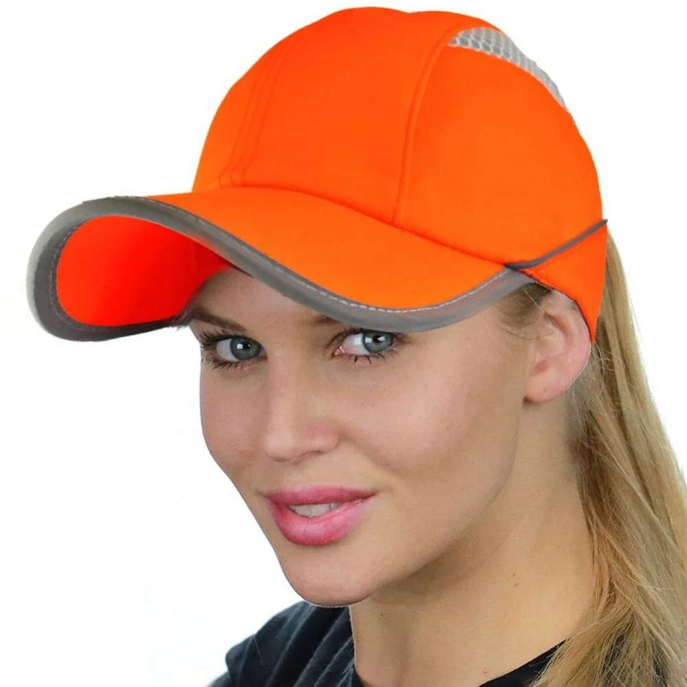 BSCI Hat Manufacturer Custom Hats of Female Running Hat with Ponytail Hole 3M Reflective Nylon Baseball Caps for Women