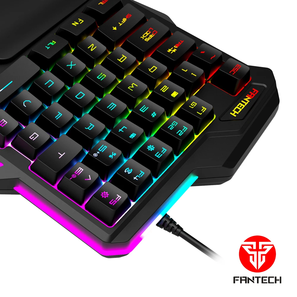 FANTECH New Arrival MINI Single Hand Membrane Gaming Keyboard K512 Double Injection keycaps 35 keys RGB lighting