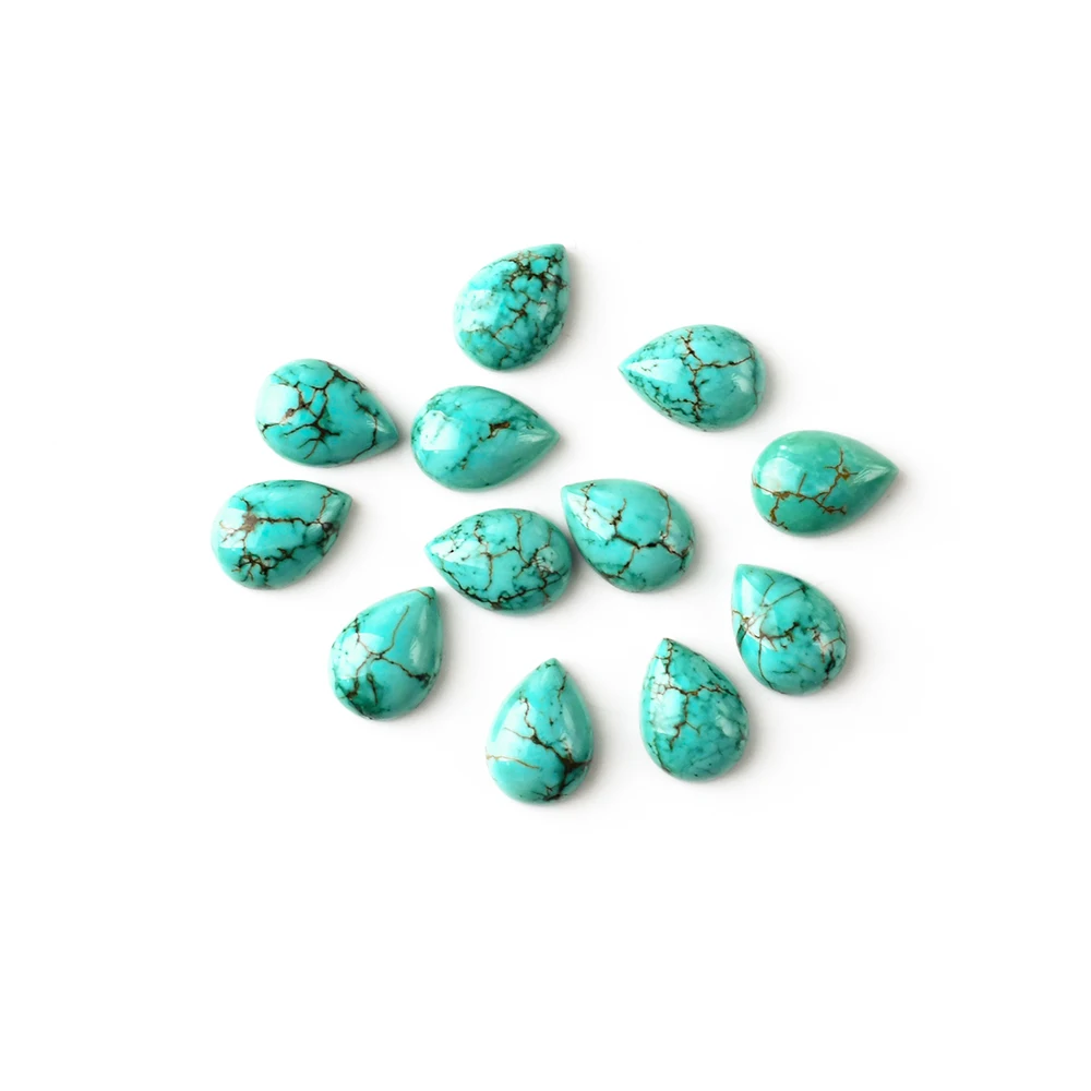 Natural Green Turquoise Cut Size Shape Wholesale High Quality Pear Cutting Shaped Cabochon Loose Gemstone Turquoise