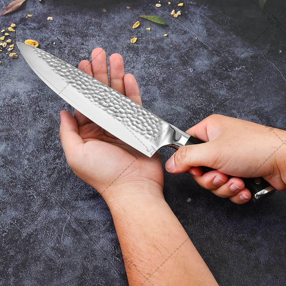 8 inch Chef Knife Damascus Kitchen Knife 67 Layers Damascus Steel with G10 Handle Black