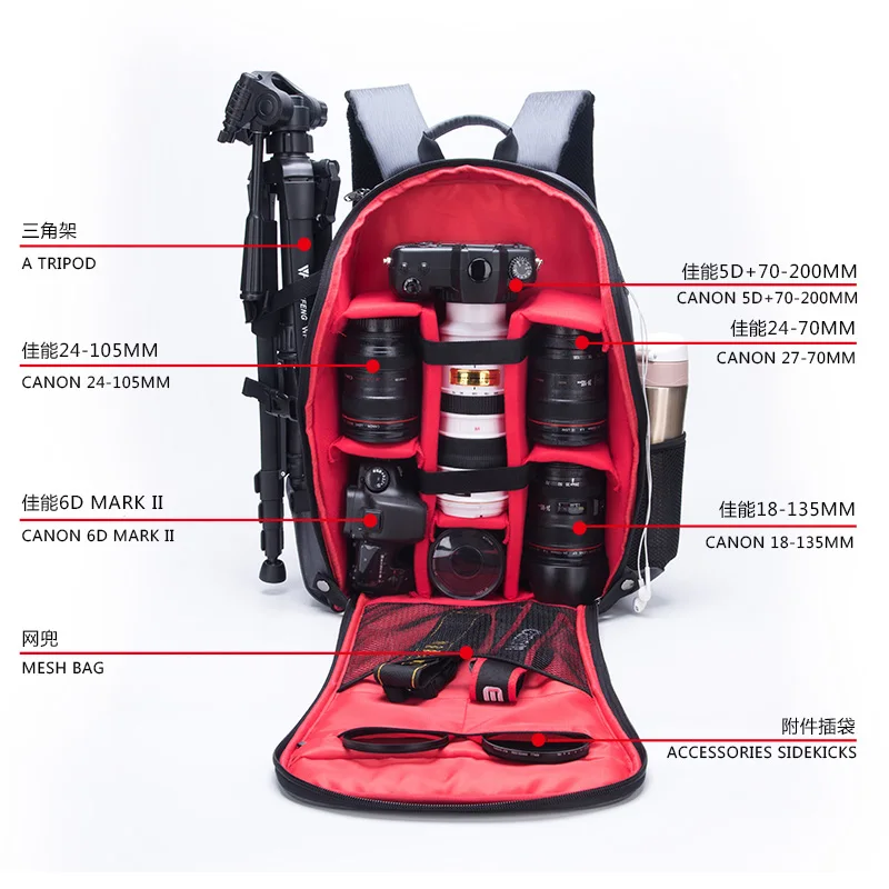  Профессиональный рюкзак для камеры oem объектива DSLR/SLR ноутбука и других аксессуаров цифровой