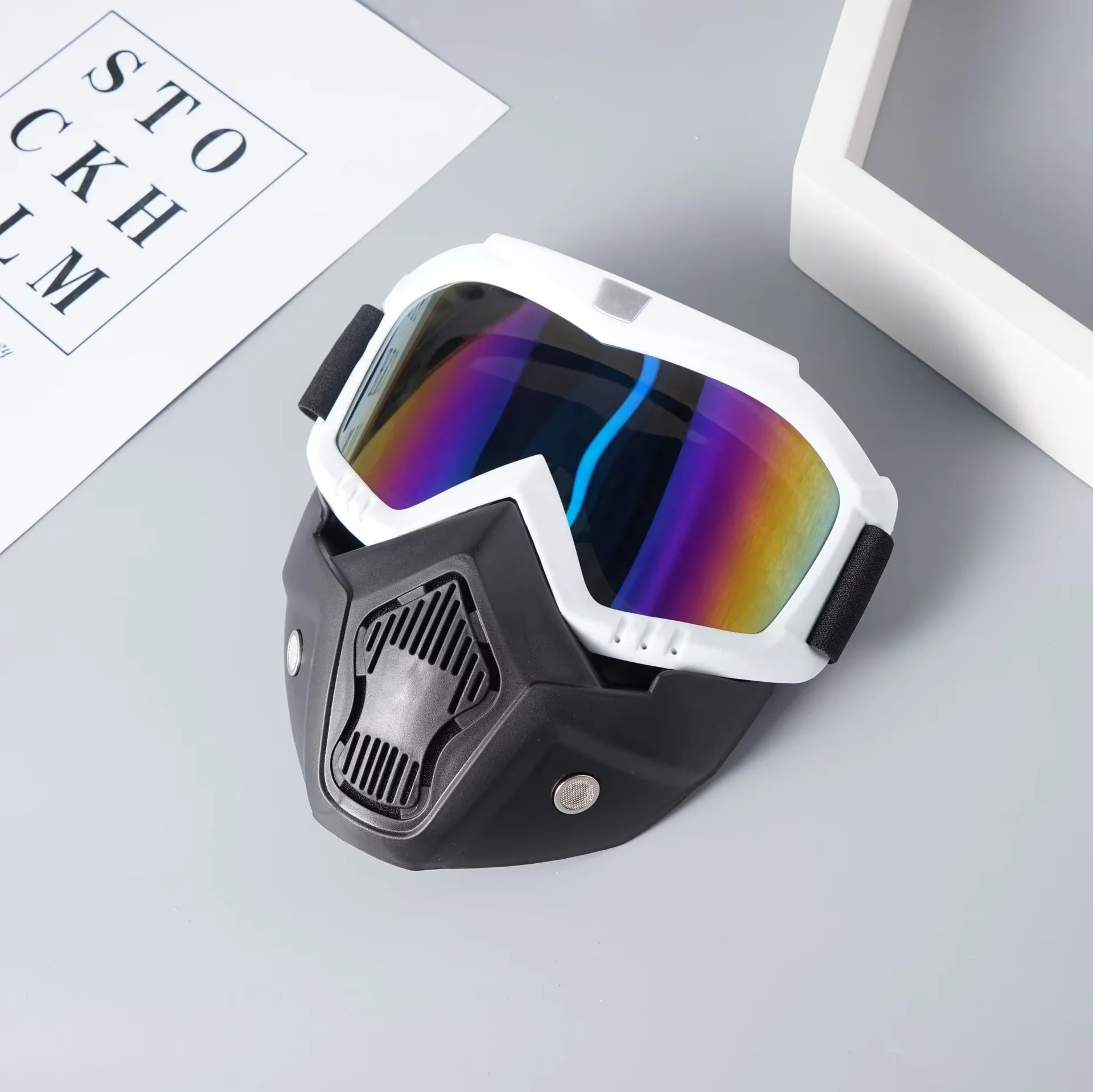 Hot Sales Modular Bike Mask Detachable Goggles And Mouth Filter Perfect for Open Face Motorcycle Half Helmet or Vintage Helmets