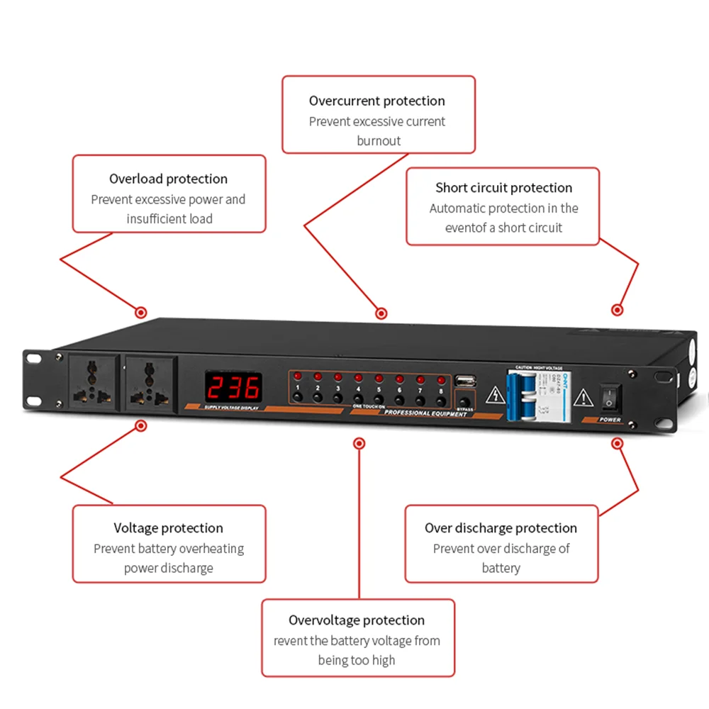 BMG PSS-003 8 Channel High Quality Controller Independent Air Switch Power Sequencer Outlet Socket Control
