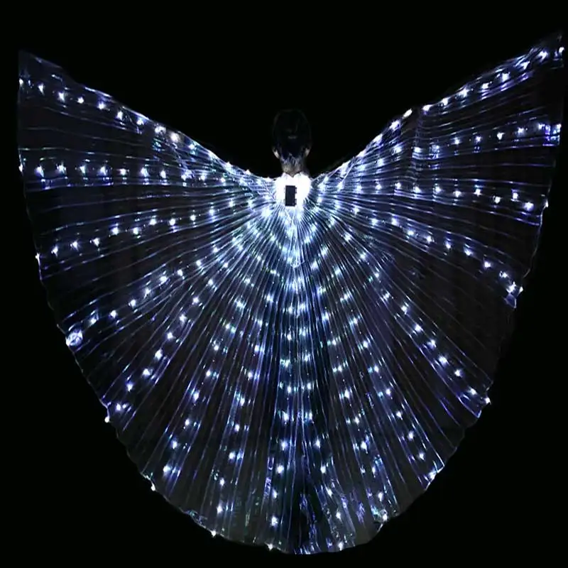 Glow Angel Dance Wings LED Lights Dance Isis Wings Belly Glow Angel Dance Wings with Flexible Rods for Adults and Child
