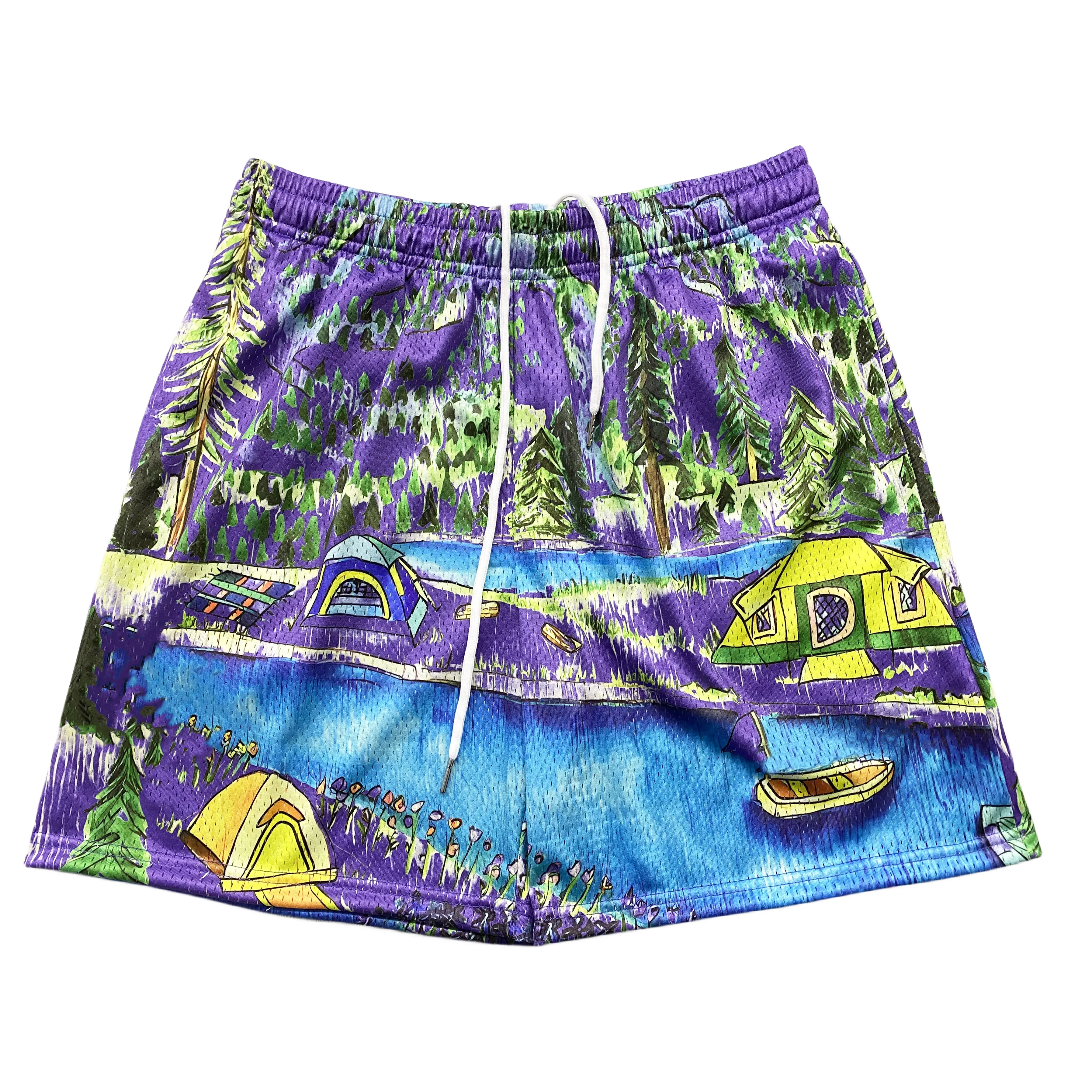 High quality custom heavy 5 inch inseam 6 inseam mens basketball polyester printed sublimation double layer custom mesh shorts
