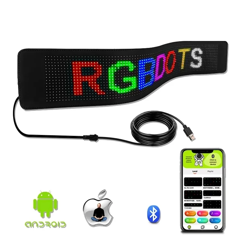 Светодиодная матричная Пиксельная панель Управление приложениями гибкий RGB узор граффити прокрутка текста анимация СВЕТОДИОДНЫЙ знак для автомобиля на заказ