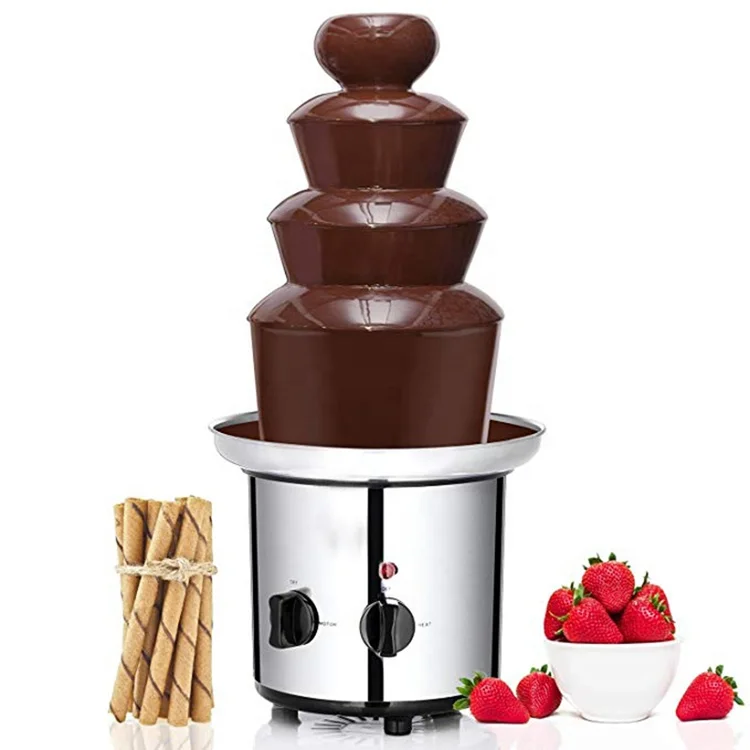 Mini 3 Tiers Stainless Steel Chocolate Fountain Fondue Machine Small Size Stand Chocolate Fountain