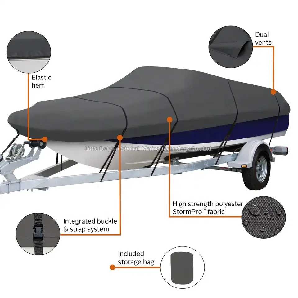 Heavy Duty Water Proof 600D Fabric 24Ft Yacht Boat Cover With Zipper