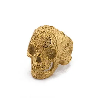 Mens Retro Skull Ring  Carved Cross Rings Accessories Punk Gothic Engraved Ring for Men