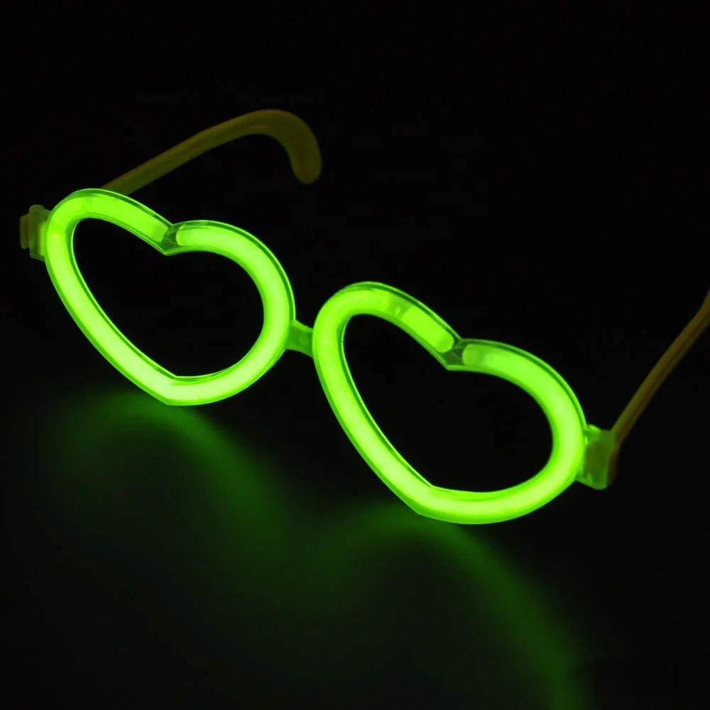Party concert bar Neon Heart Shape glow glasses toys for christmas Plastic glow in dark light up glasses