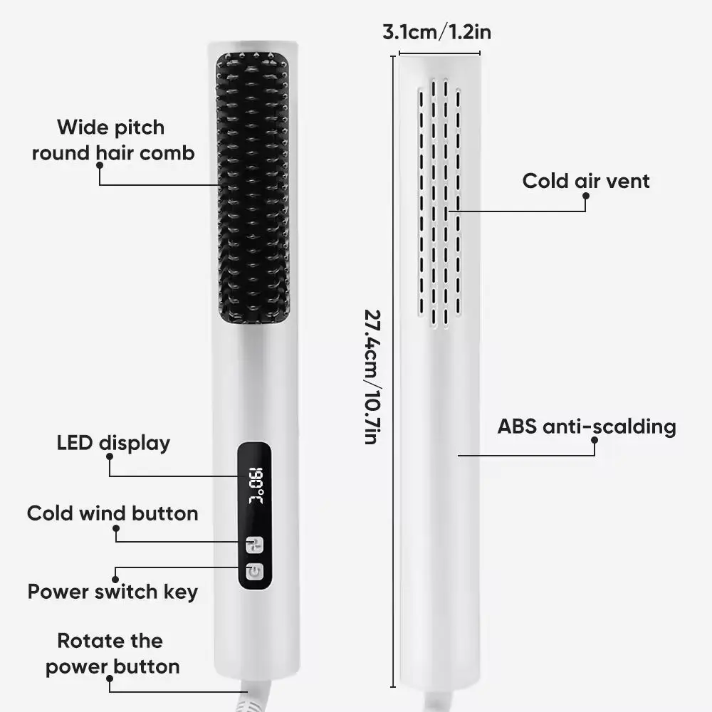 2 In 1 Straight Hair Comb Wireless Hair Straighten Oem Color Hair Straightener Comb Electric