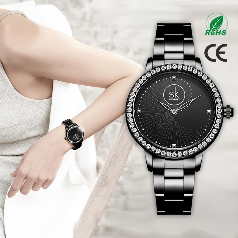 SHENGKE SK K0111L Stainless Steel Band Fashion Luxury Watches Woman Wrist Japan Movement Quartz