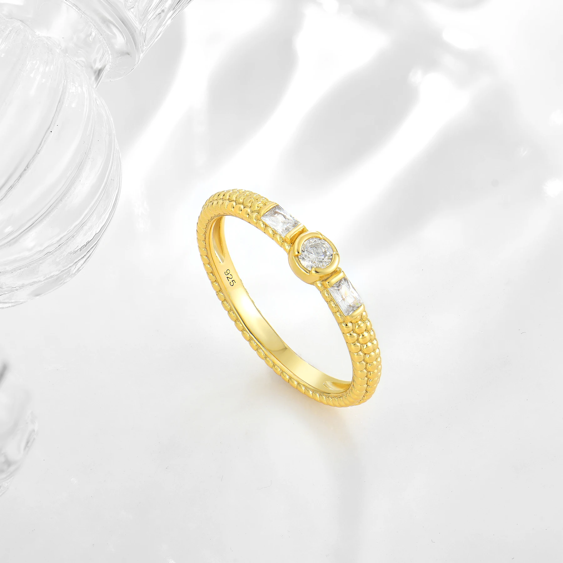 Fine Jewelry INS Style Popular 18k Gold Plated Ring Simple Elegant Women 925 Sterling Silver Wedding Rings